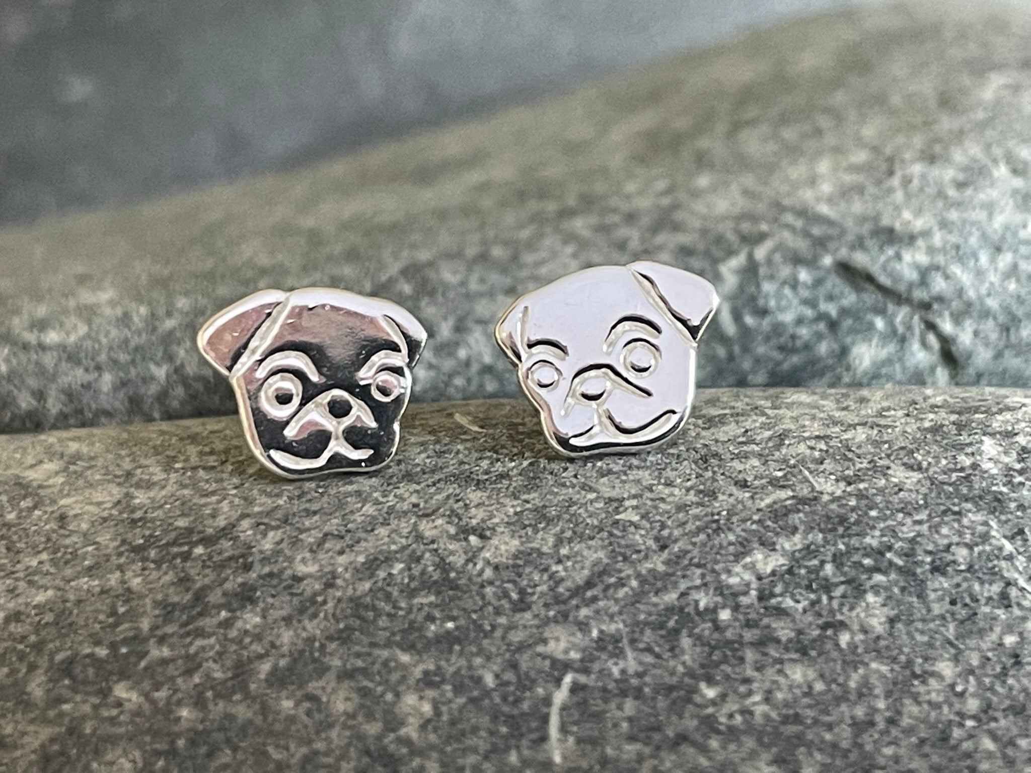 Sterling silver outlet pug earrings